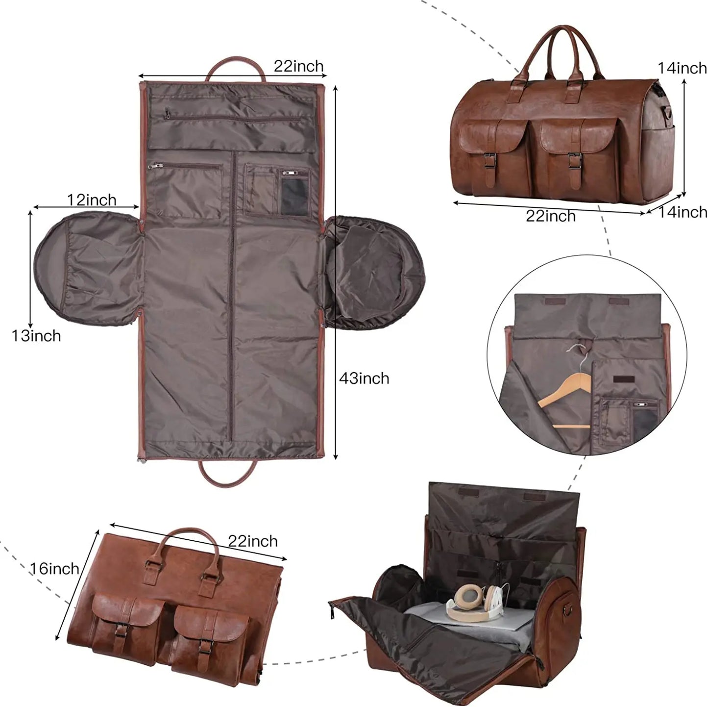 CuzCozy™ Leather Foldable Suit Travel Bag