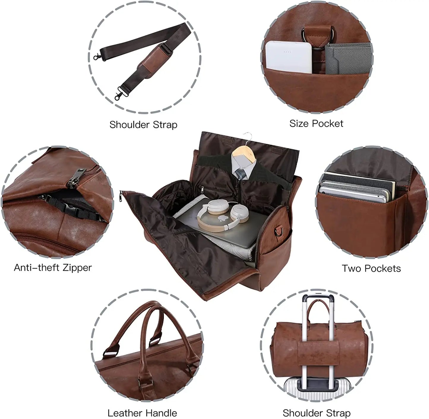 CuzCozy™ Leather Foldable Suit Travel Bag
